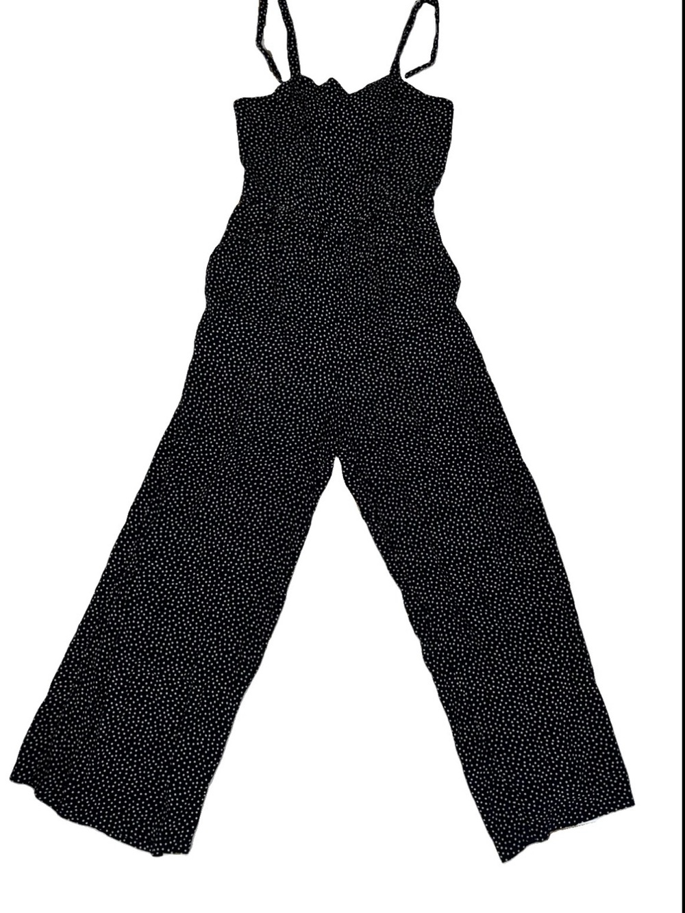 Abercrombie & Fitch Women’s Navy/White Polka Dot Square Neck Jumpsuit M Tie Back